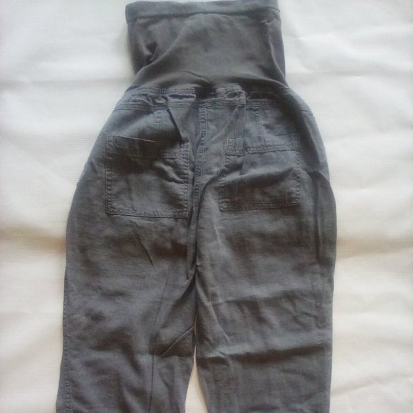 MATERNITY CAPRIS FULL PANEL BUTTON CUFFED GRAY - Picture 2 of 6